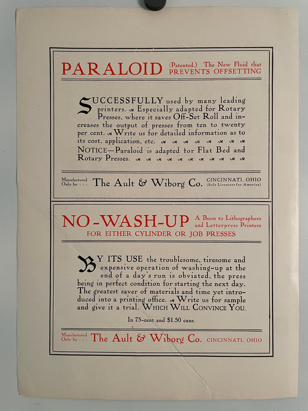 The Ault & Wiborg Co., antique lithographic magazine ad, c.1900s - HAPPIEST KID FINDS - Museum-quality antique and vintage posters, original art, preservation and restoration