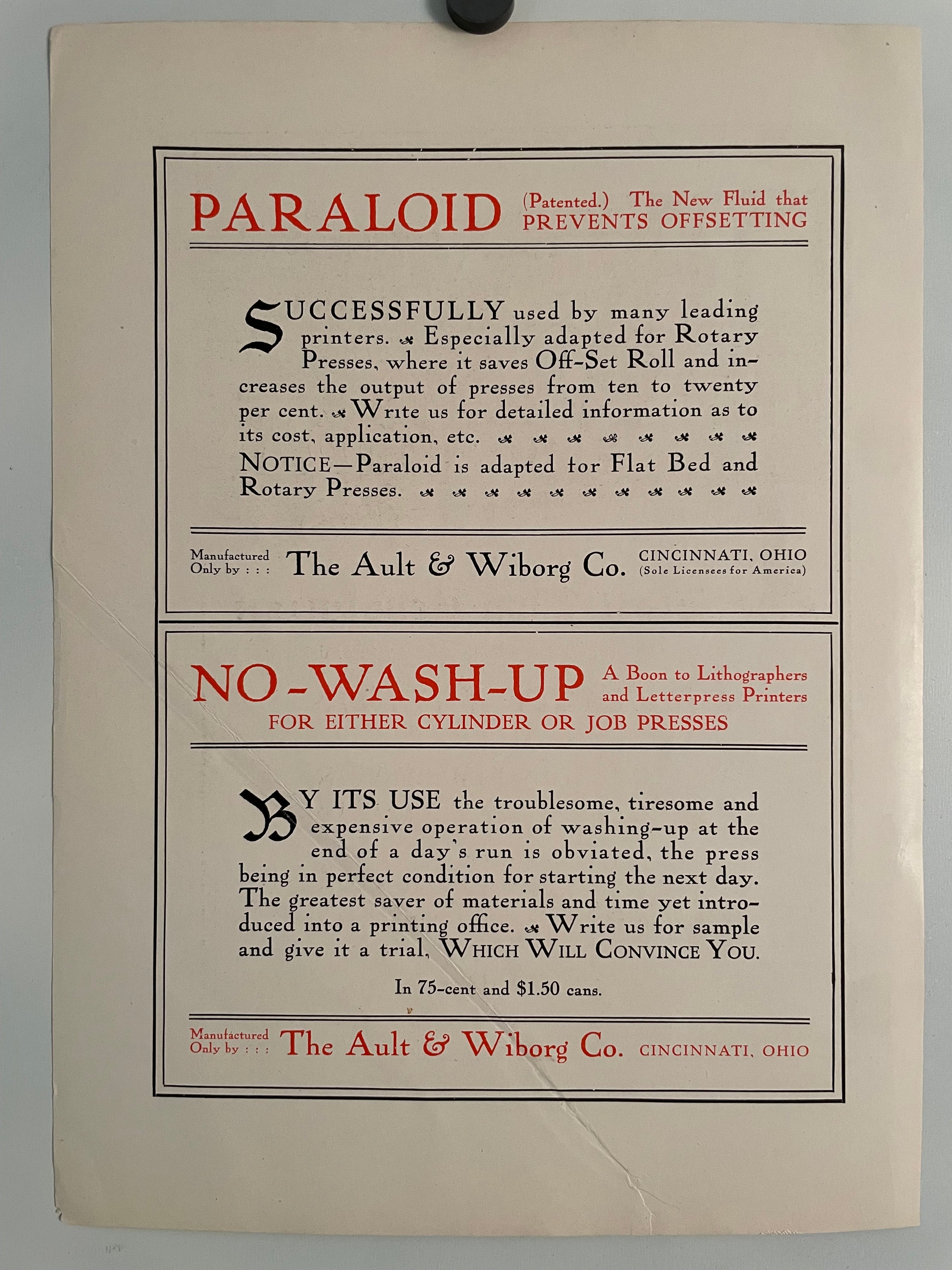 The Ault & Wiborg Co., antique lithographic magazine ad, c.1900s - HAPPIEST KID FINDS - Museum-quality antique and vintage posters, original art, preservation and restoration