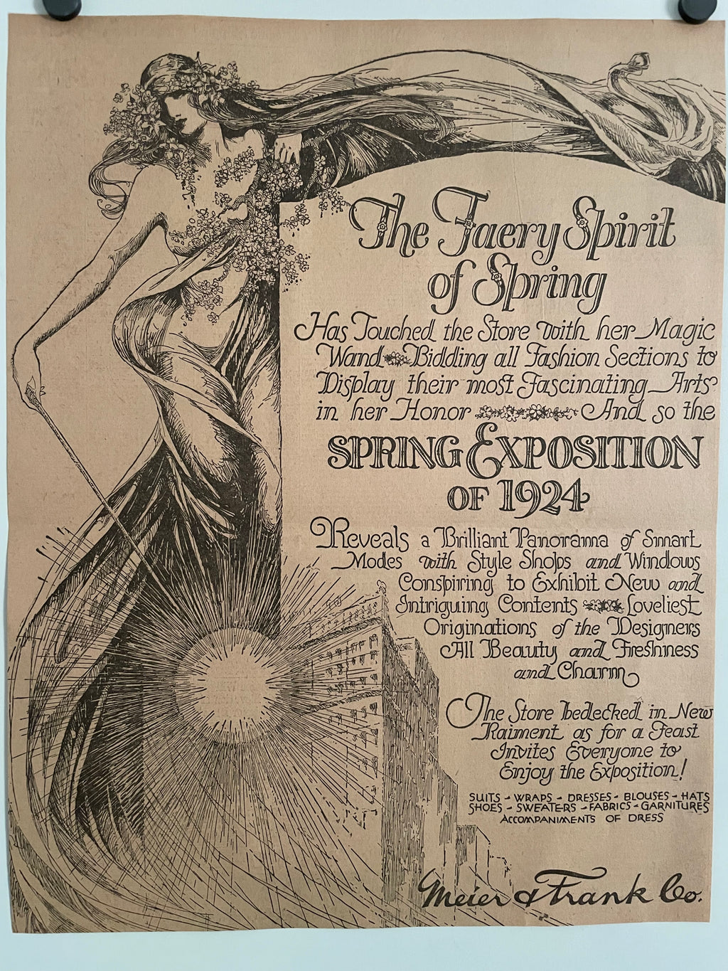 The Faery Spirit of Spring, Spring Exposition of 1924, antique The Oregon Sunday Journal ad - HAPPIEST KID FINDS - Museum-quality antique and vintage posters, original art, preservation and restoration