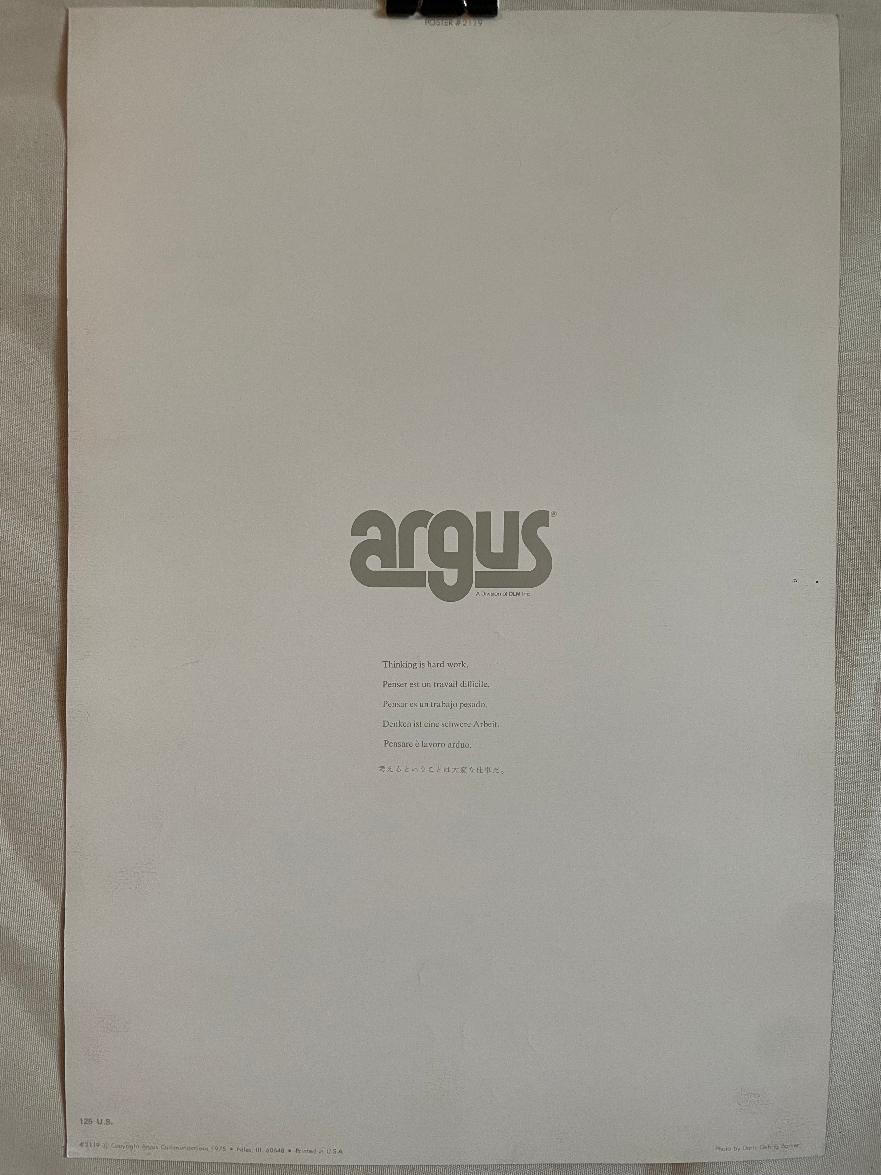 Thinking is hard work, Vintage Argus Communications Motivational Poster | Happiest Kid Finds