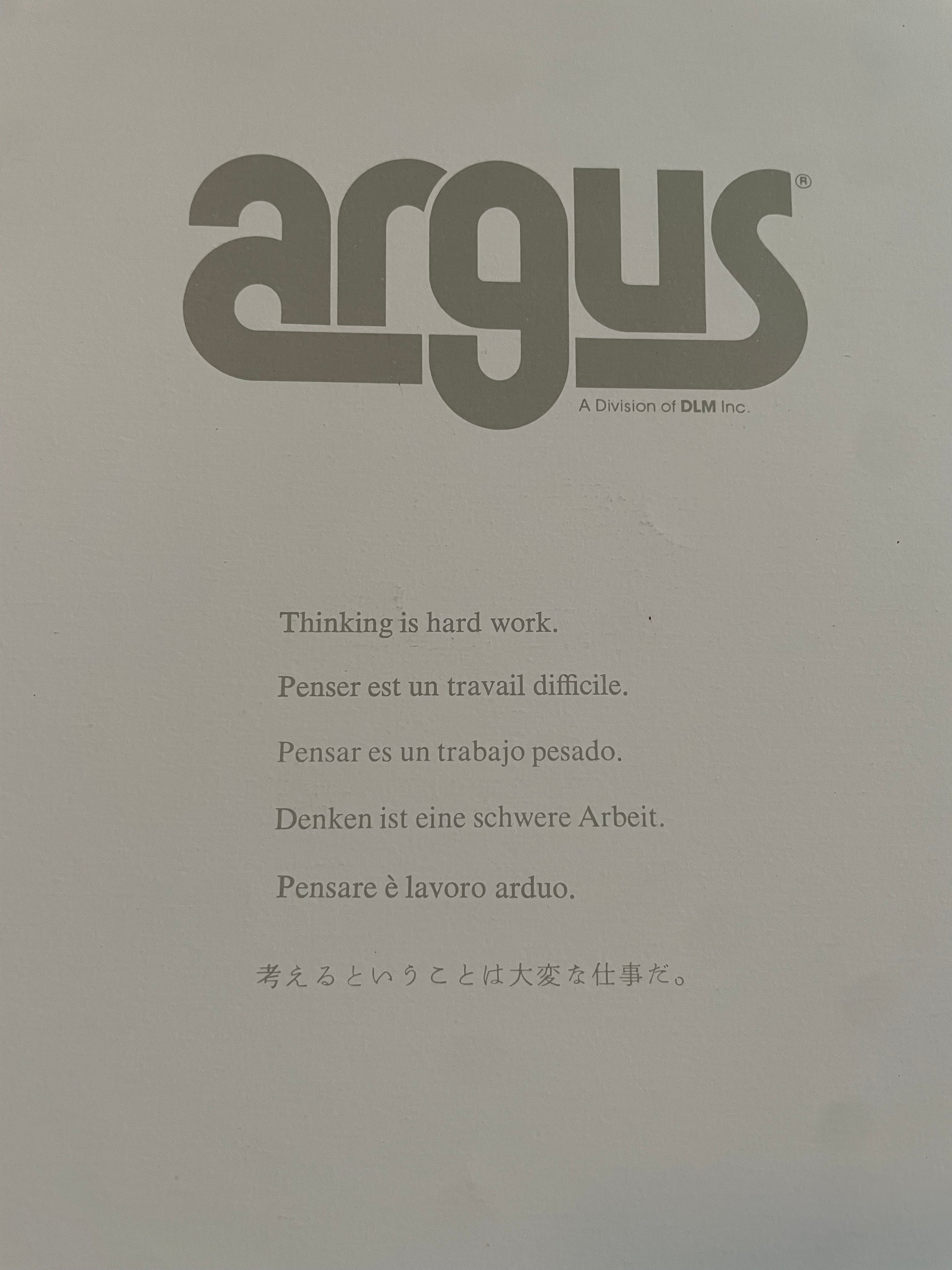 Thinking is hard work, Vintage Argus Communications Motivational Poster | Happiest Kid Finds