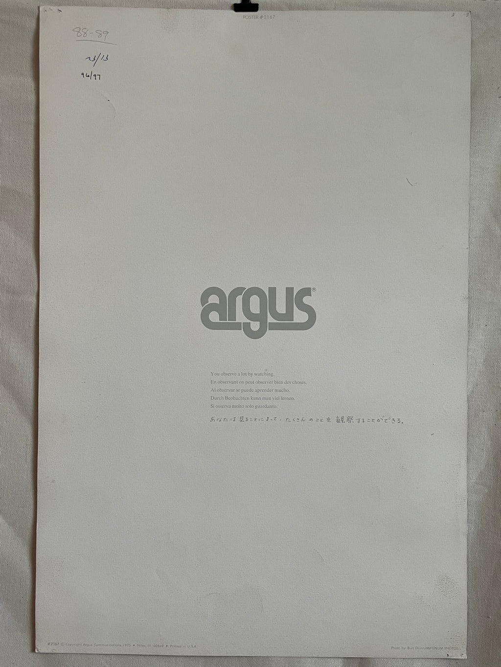 You observe a lot by watching., vintage Argus Communications Poster | Happiest Kid Finds