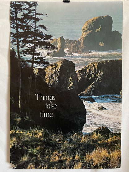 Things take time. Vintage Argus Communications Motivational Poster | Happiest Kid Finds