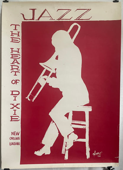 rare vintage Jazz The Heart of Dixie New Orleans Louisiana travel poster 1966 | Happiest Kid Finds