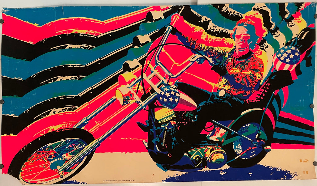 Easy Rider, vintage black light motorcycle poster, 1970 - HAPPIEST KID FINDS - Museum-quality antique and vintage posters, original art, preservation and restoration