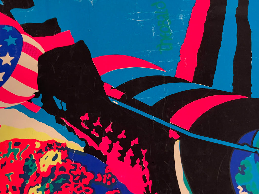 Easy Rider, vintage black light motorcycle poster, 1970 - HAPPIEST KID FINDS - Museum-quality antique and vintage posters, original art, preservation and restoration