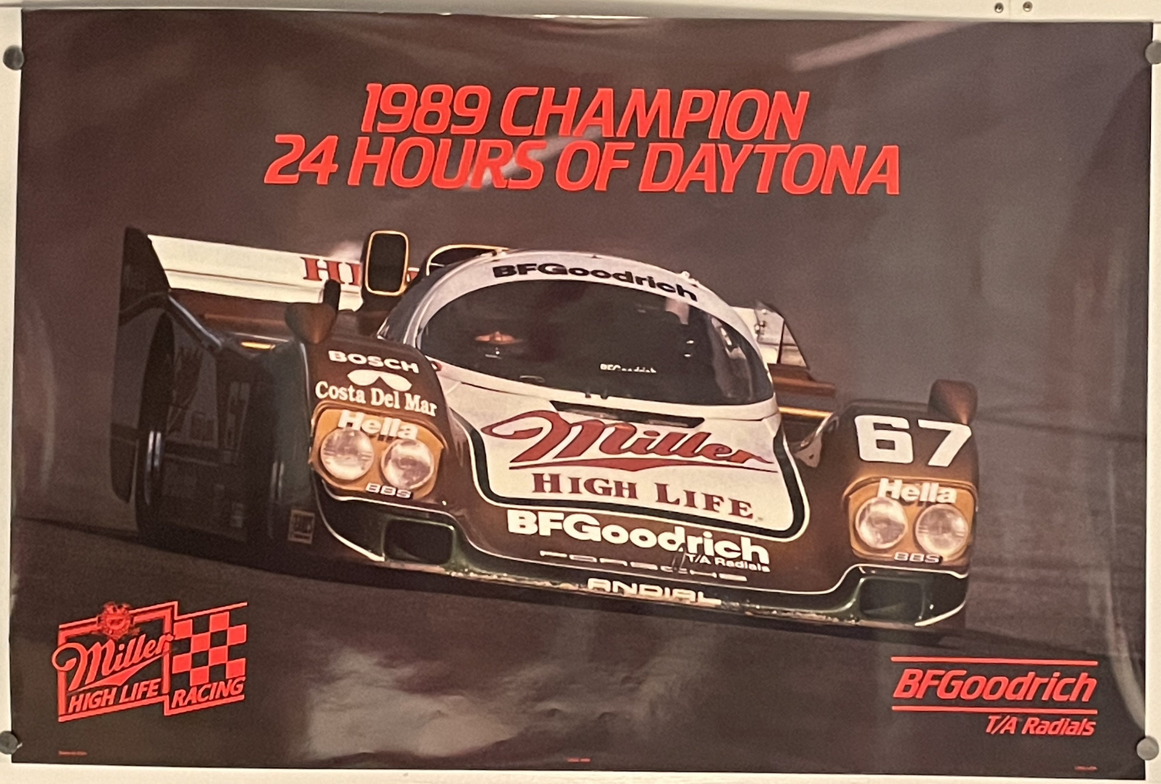 (#9-4744) 1989 Champion 24 Hours Daytona, vintage racing poster - HAPPIEST KID FINDS - Museum-quality antique and vintage posters, original art, preservation and restoration