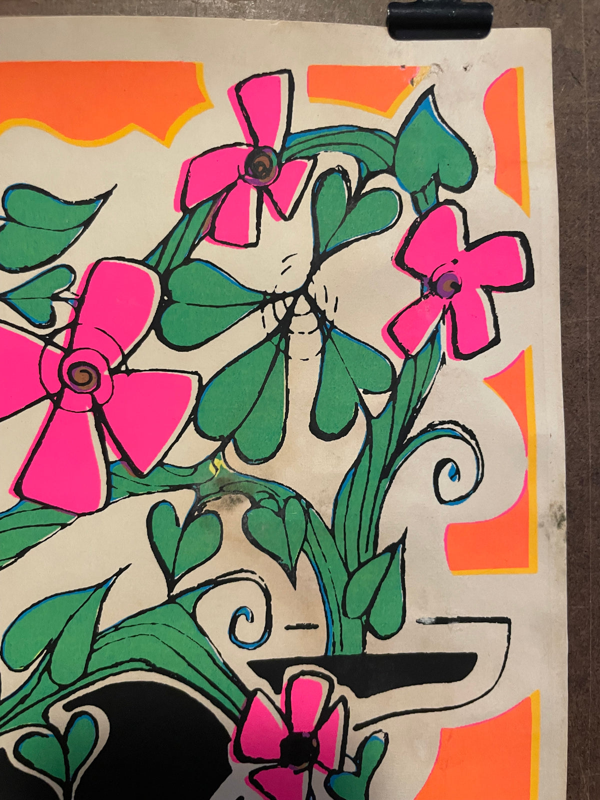 vintage V sign Peace black light poster 1970s | Happiest Kid Finds art restoration vintage poster art gallery