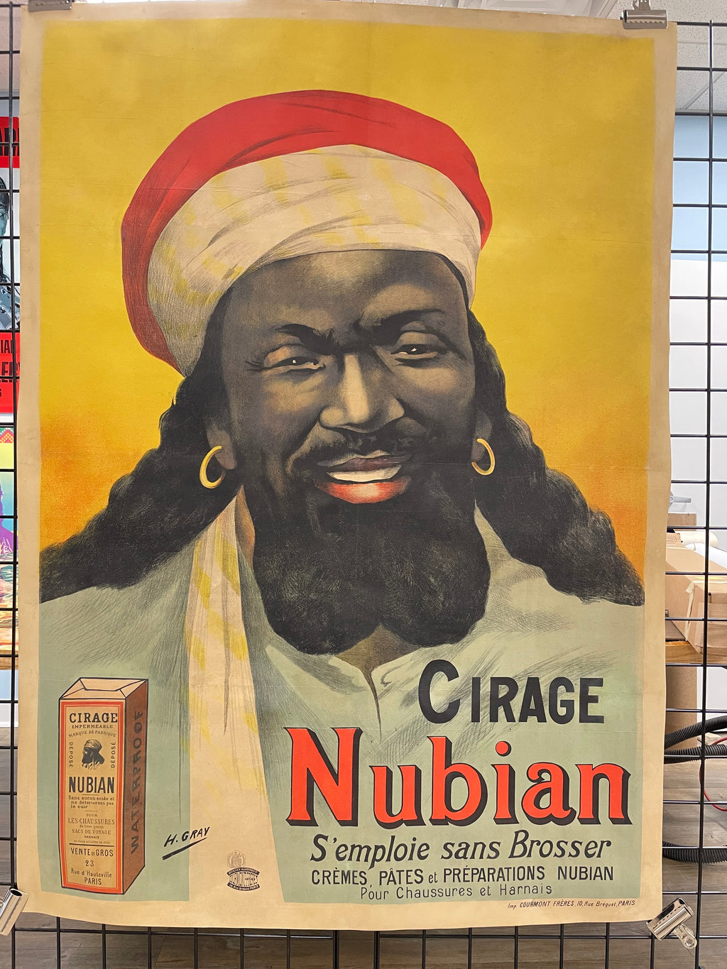 Rare and magnificent antique lithographic poster, Cirage Nubian, c.1900 - HAPPIEST KID FINDS - Museum-quality antique and vintage posters, original art, preservation and restoration