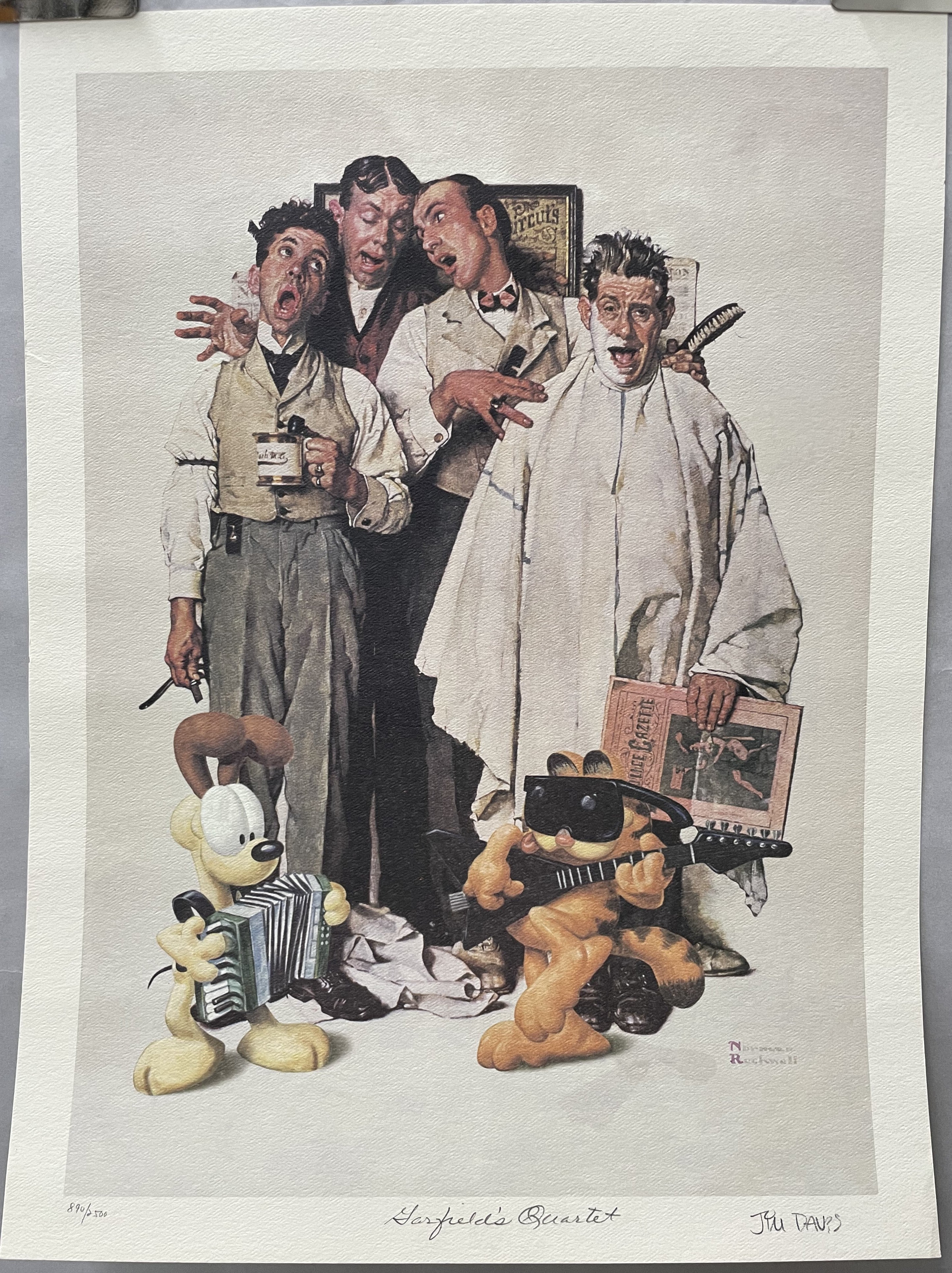#894 / 2500 Garfield's Quartet, limited edition offset lithograph, 1996 - HAPPIEST KID FINDS - Museum-quality antique and vintage posters, original art, preservation and restoration