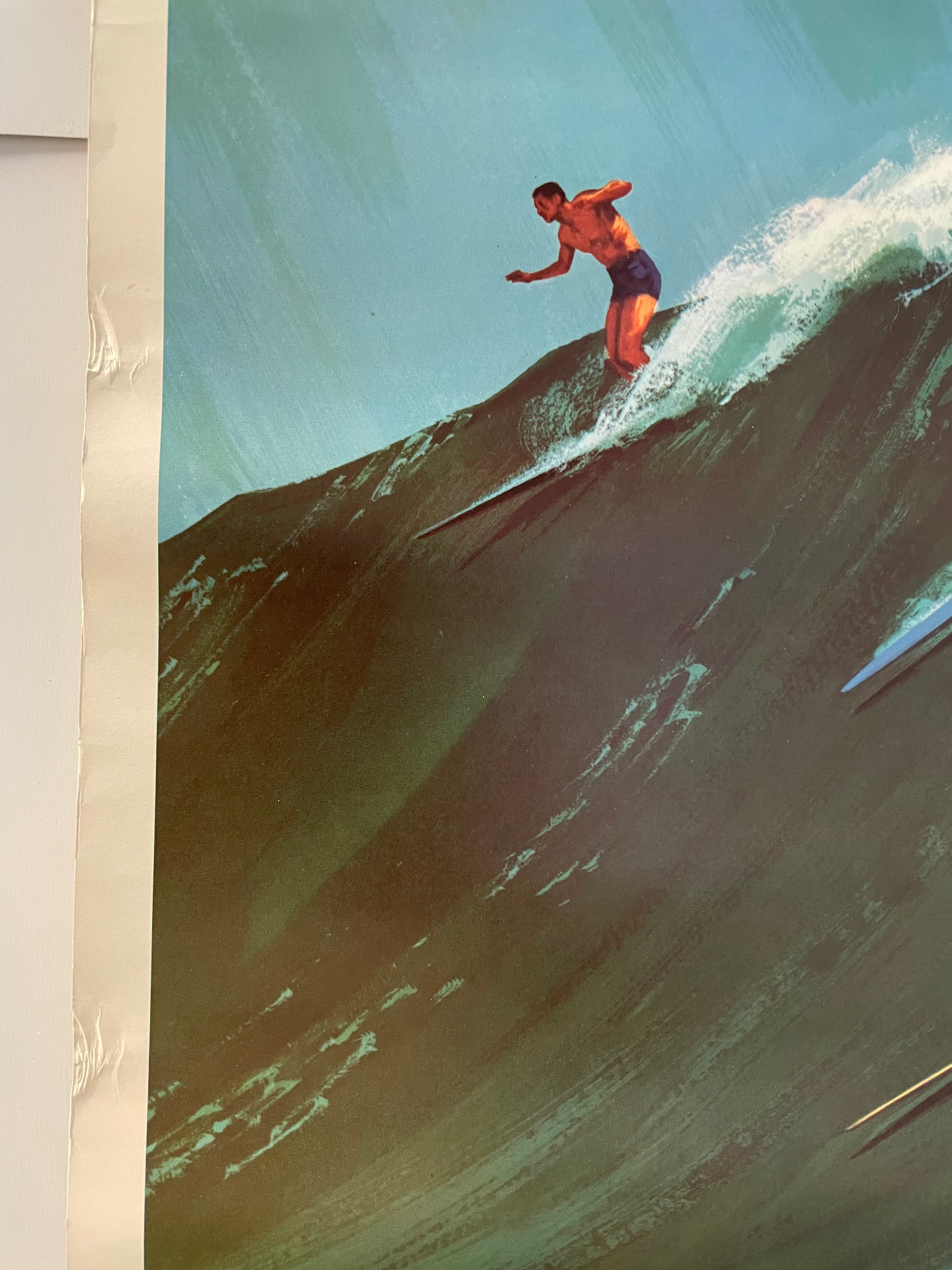 Hawaii, vintage surfing travel poster, c.1958 - HAPPIEST KID FINDS - Museum-quality antique and vintage posters, original art, preservation and restoration