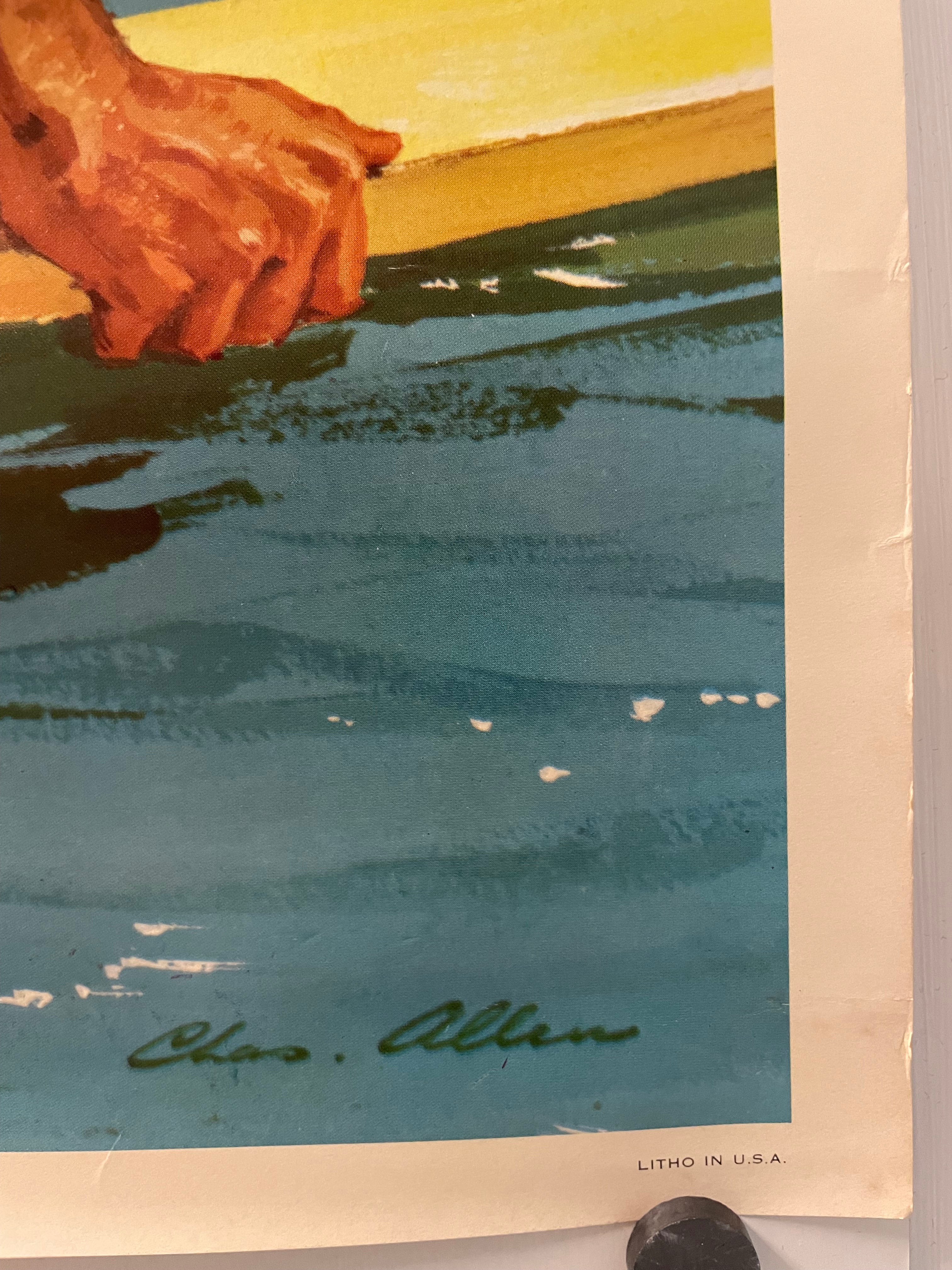 Hawaii, vintage surfing travel poster, c.1958 - HAPPIEST KID FINDS - Museum-quality antique and vintage posters, original art, preservation and restoration
