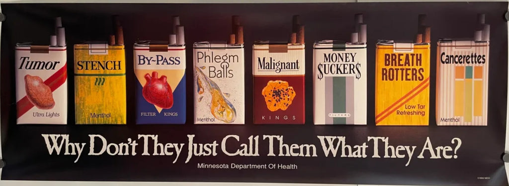 Why Don't They Just Call Them What They Are?, vintage health notice distributed by the Minnesota Department of Health, d.1993 - HAPPIEST KID FINDS - Museum-quality antique and vintage posters, original art, preservation and restoration