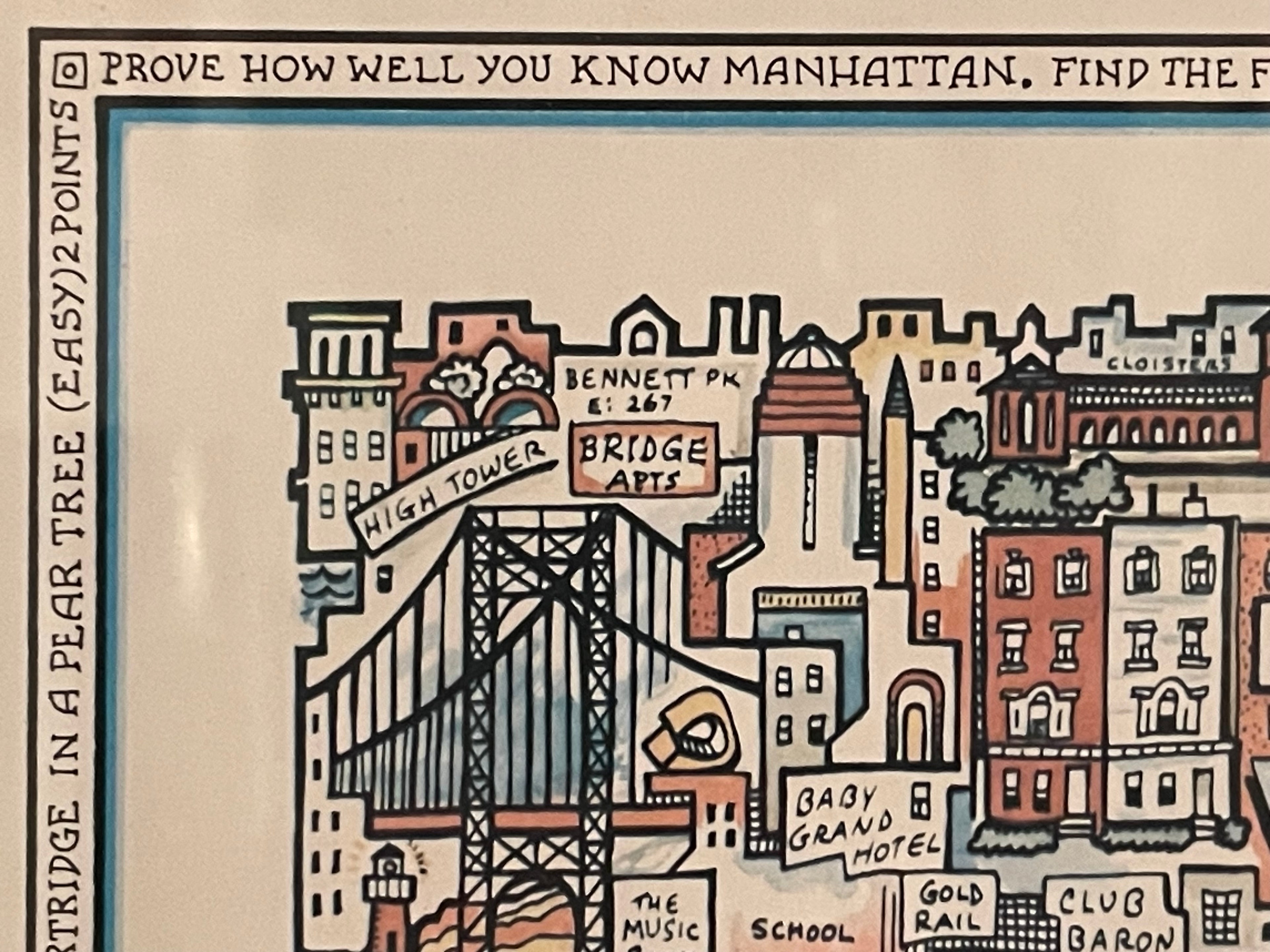 Manhattan, vintage illustration by Tony Graham, 1978 - HAPPIEST KID FINDS - Museum-quality antique and vintage posters, original art, preservation and restoration