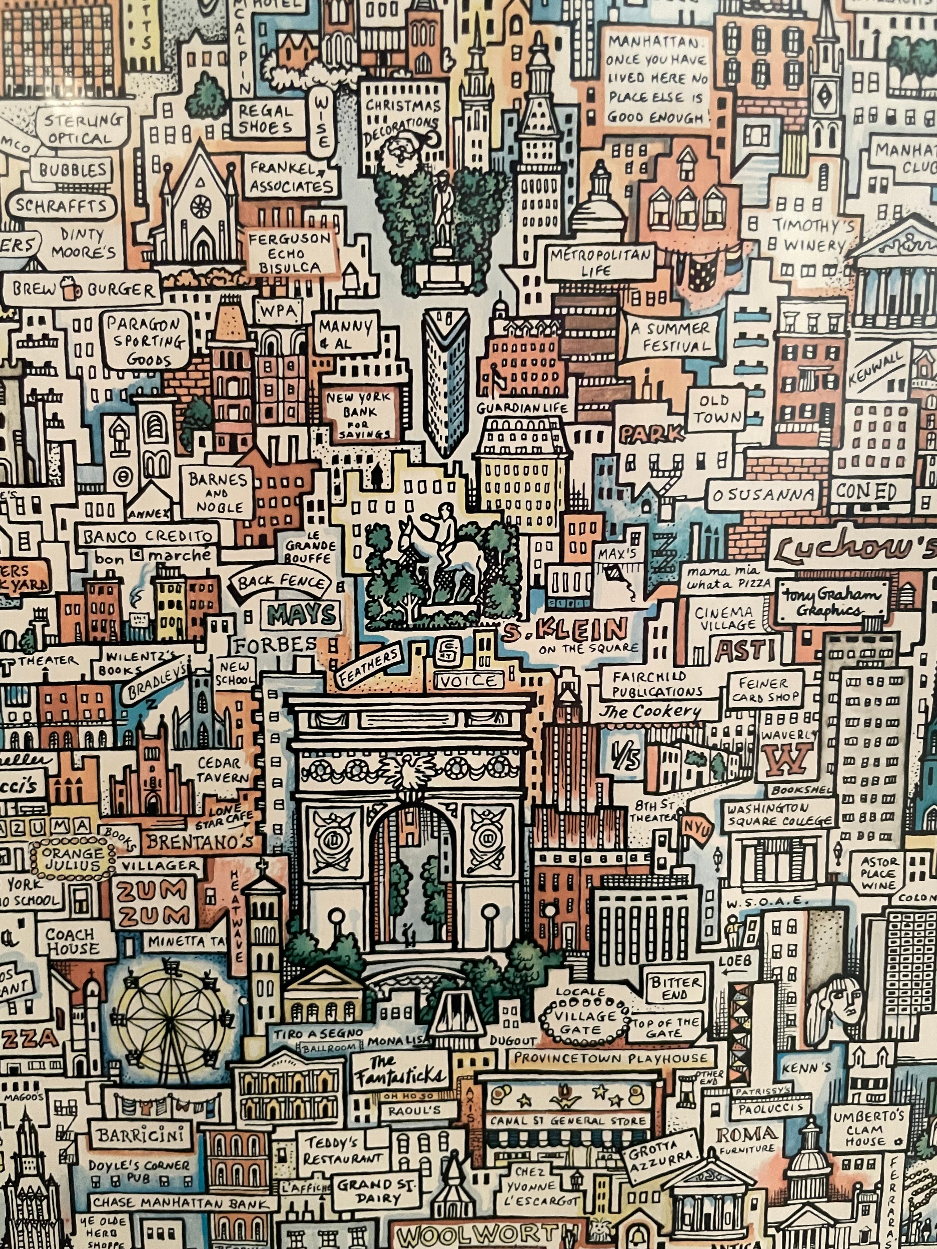 Manhattan, vintage illustration by Tony Graham, 1978 - HAPPIEST KID FINDS - Museum-quality antique and vintage posters, original art, preservation and restoration