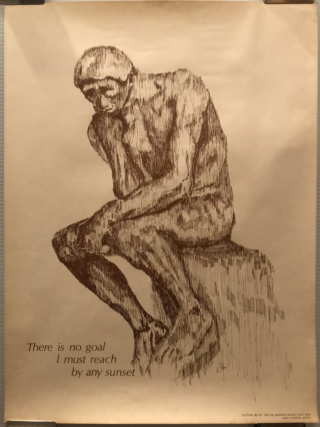 There is No Goal I Must Reach by Any Sunset, by Chris Flentye, 1972 - HAPPIEST KID FINDS - Museum-quality antique and vintage posters, original art, preservation and restoration