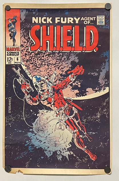 Nick Fury Agent of S.H.I.E.L.D Small Original Vintage Marvel Promo Poster c. 1970 Jim Steranko
