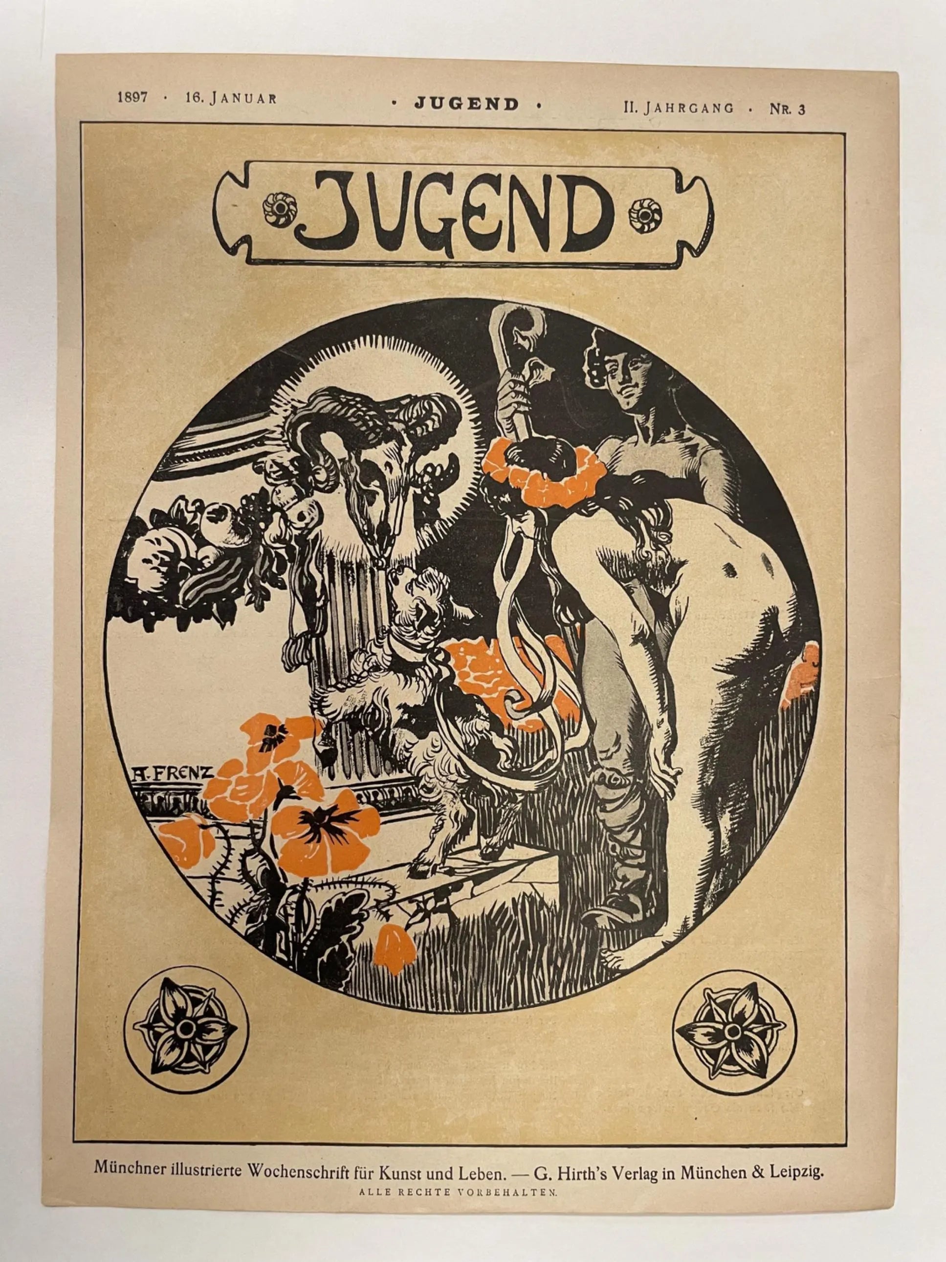 Nr.3  JUGEND, antique publication cover, January 16, 1897 - HAPPIEST KID FINDS - Museum-quality antique and vintage posters, original art, preservation and restoration