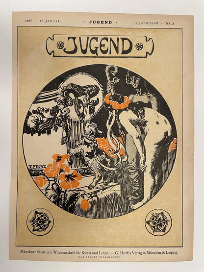 Nr.3  JUGEND, antique publication cover, January 16, 1897 - HAPPIEST KID FINDS - Museum-quality antique and vintage posters, original art, preservation and restoration