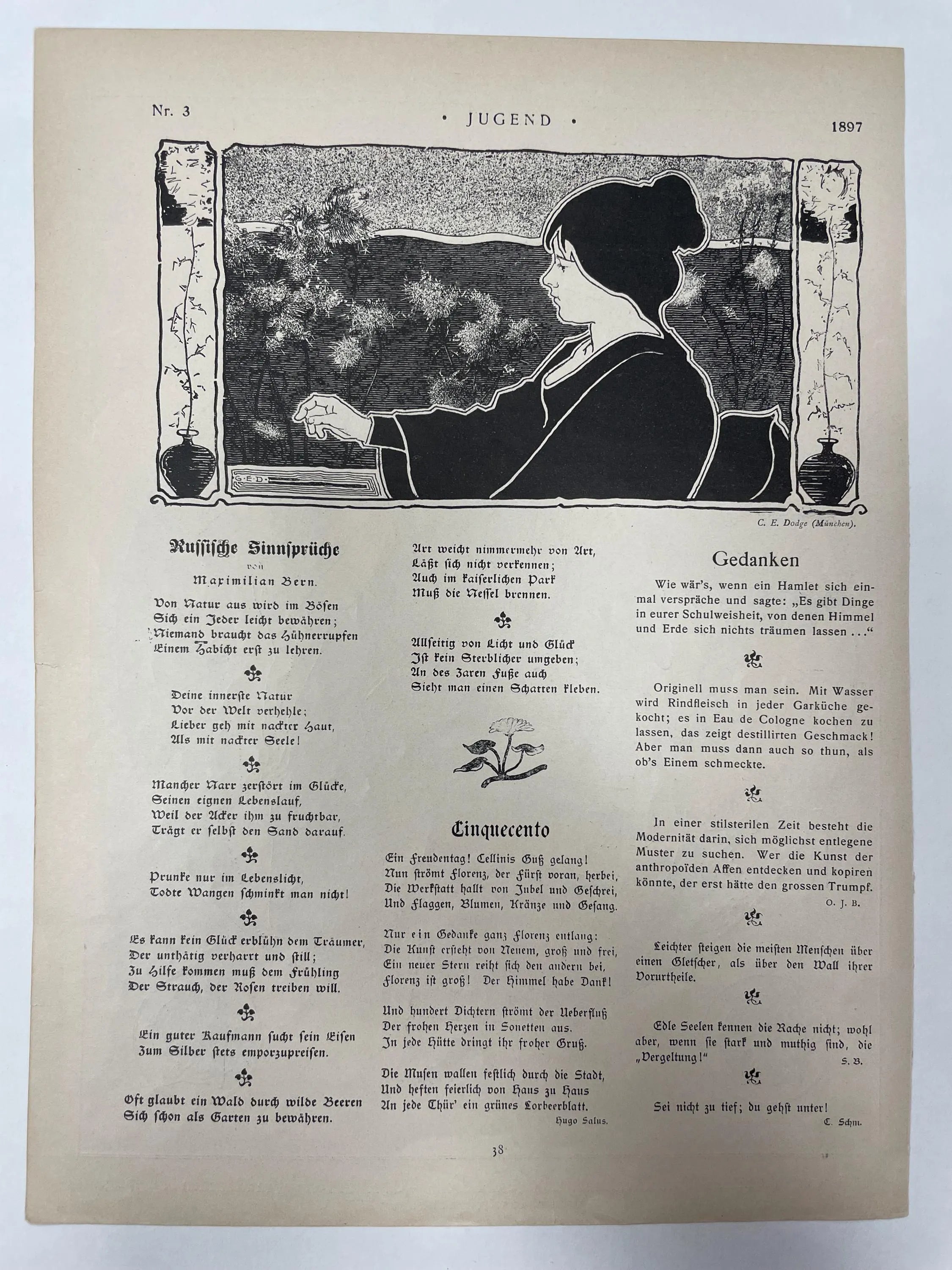 Nr.3  JUGEND, antique publication cover, January 16, 1897 - HAPPIEST KID FINDS - Museum-quality antique and vintage posters, original art, preservation and restoration