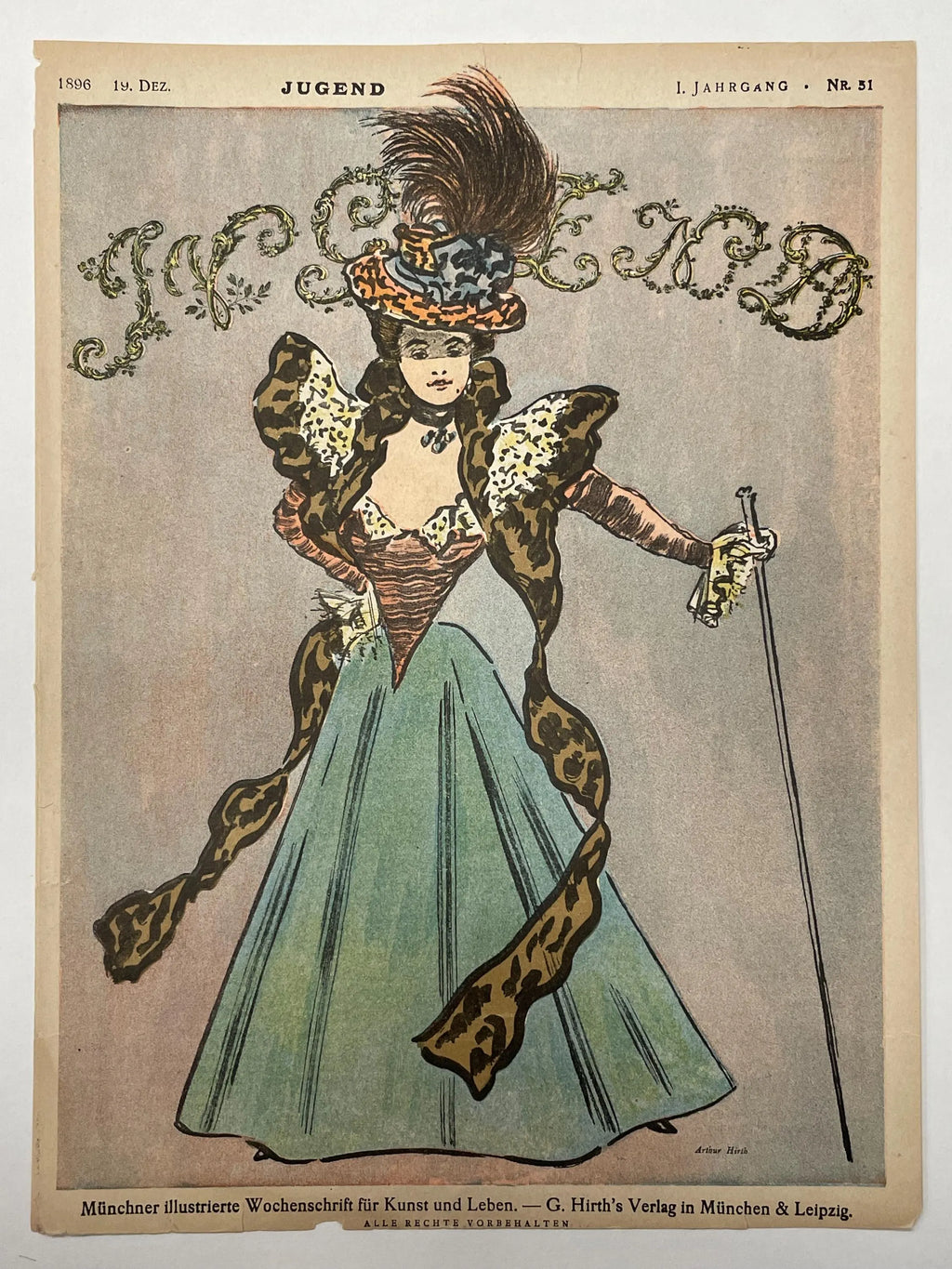 Nr.51  JUGEND, antique page from publication, December 19, 1896 - HAPPIEST KID FINDS - Museum-quality antique and vintage posters, original art, preservation and restoration