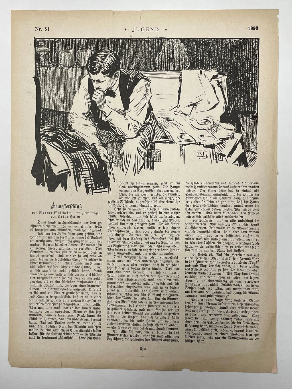 Nr.51  JUGEND, antique page from publication, December 19, 1896 - HAPPIEST KID FINDS - Museum-quality antique and vintage posters, original art, preservation and restoration