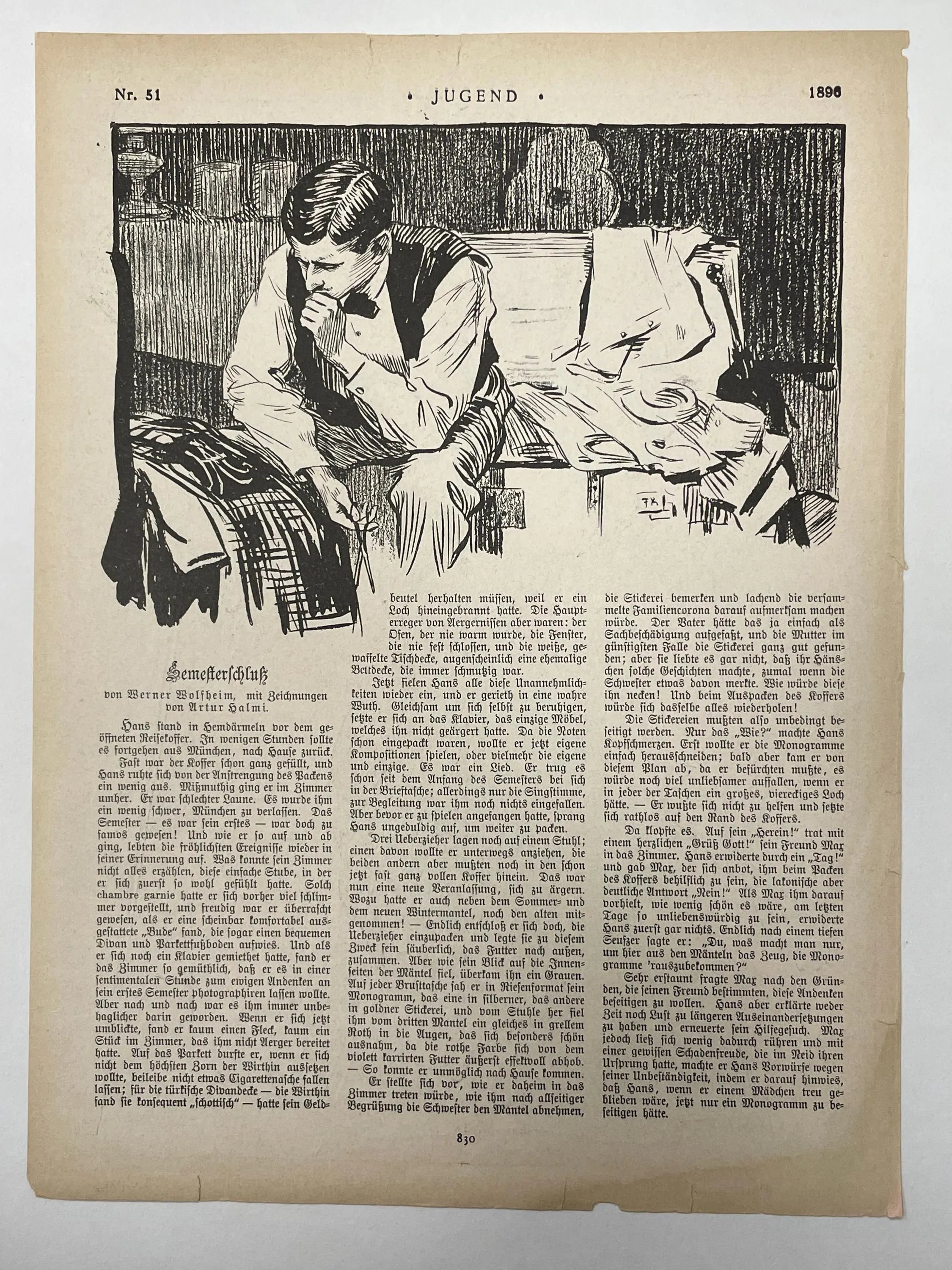 Nr.51  JUGEND, antique page from publication, December 19, 1896 - HAPPIEST KID FINDS - Museum-quality antique and vintage posters, original art, preservation and restoration