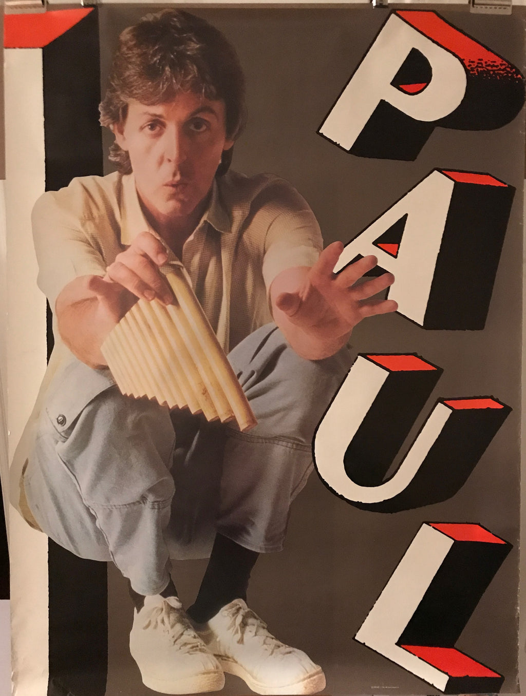 PAUL, large format promo music poster for former Beatles member Paul McCartney "Pipes of Peace" album, 1983 - HAPPIEST KID FINDS - Museum-quality antique and vintage posters, original art, preservation and restoration