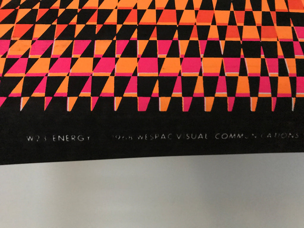 Energy, Geometric, vintage Op Art psychedelic poster by Nancy Parker, Wespac Communications, 1968 - HAPPIEST KID FINDS - Museum-quality antique and vintage posters, original art, preservation and restoration