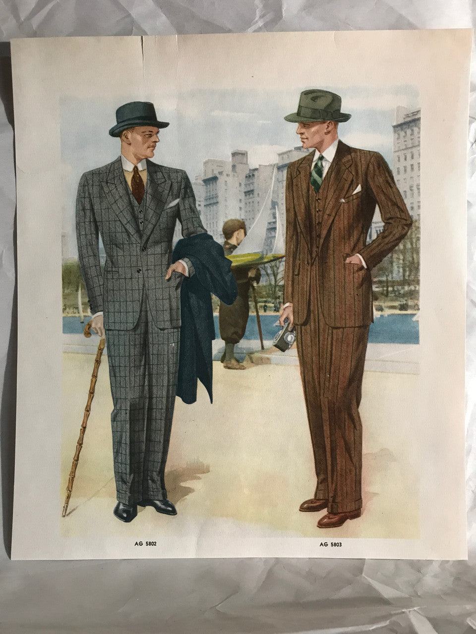 AMERICAN GENTLEMAN FASHIONS, Spring - Summer 1938 (5 prints) - HAPPIEST KID FINDS - Museum-quality antique and vintage posters, original art, preservation and restoration