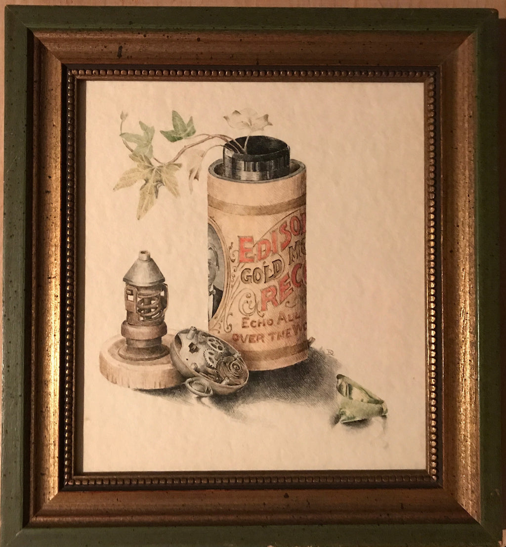 Thomas Edison, original drawing by Dalia Irena Ramanauskas, 1968 - HAPPIEST KID FINDS - Museum-quality antique and vintage posters, original art, preservation and restoration