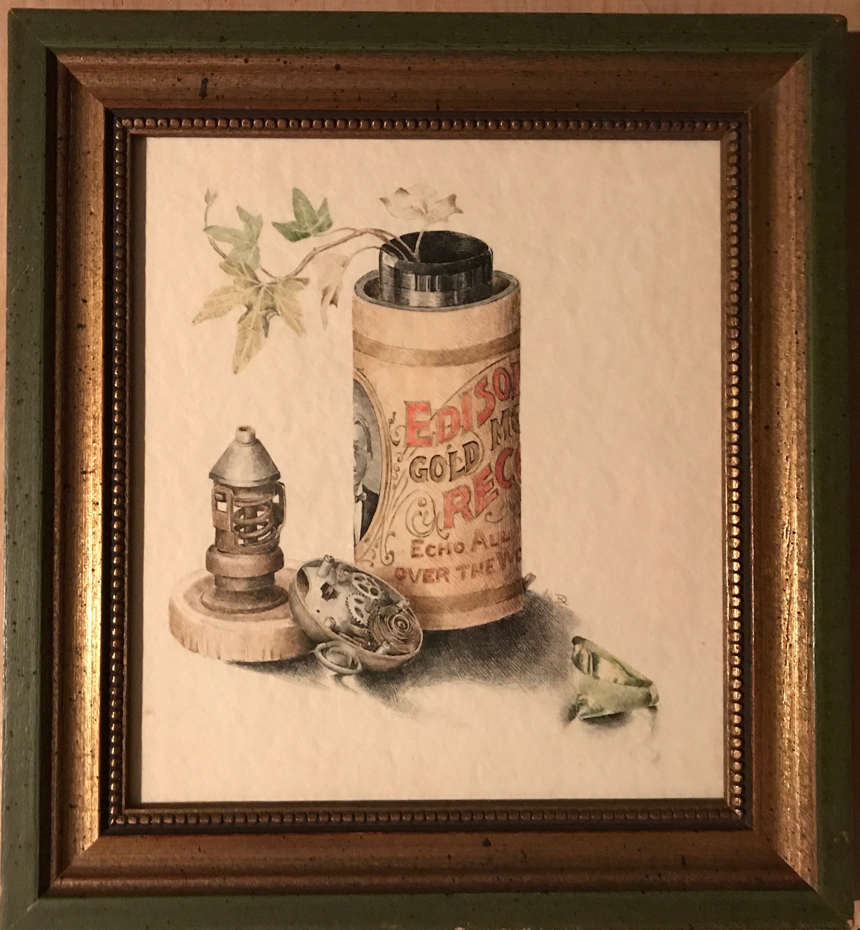 Thomas Edison, original drawing by Dalia Irena Ramanauskas, 1968 - HAPPIEST KID FINDS - Museum-quality antique and vintage posters, original art, preservation and restoration