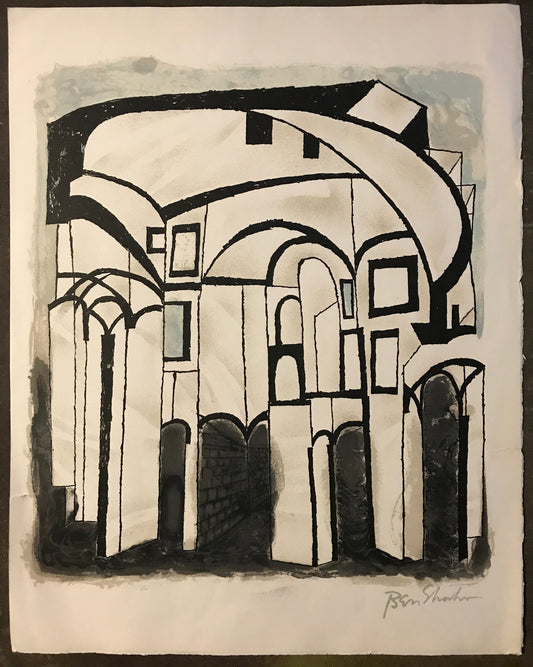 To Roads in Unknown Regions, Lithograph printed in colors by Ben Shahn, 1968