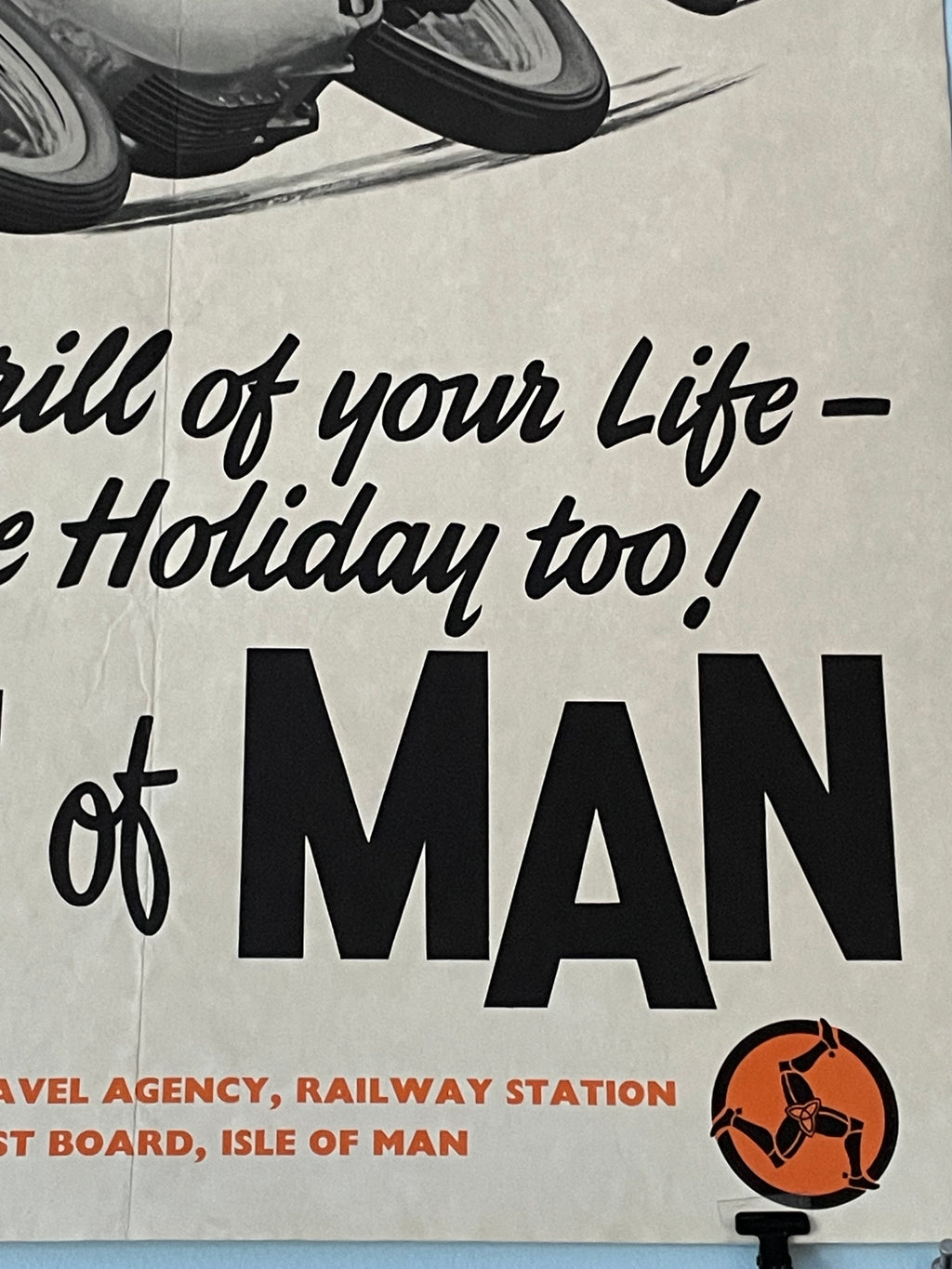 T.T. Races, June 1965, Isle of Man, vintage motorcycle racing poster - HAPPIEST KID FINDS - Museum-quality antique and vintage posters, original art, preservation and restoration