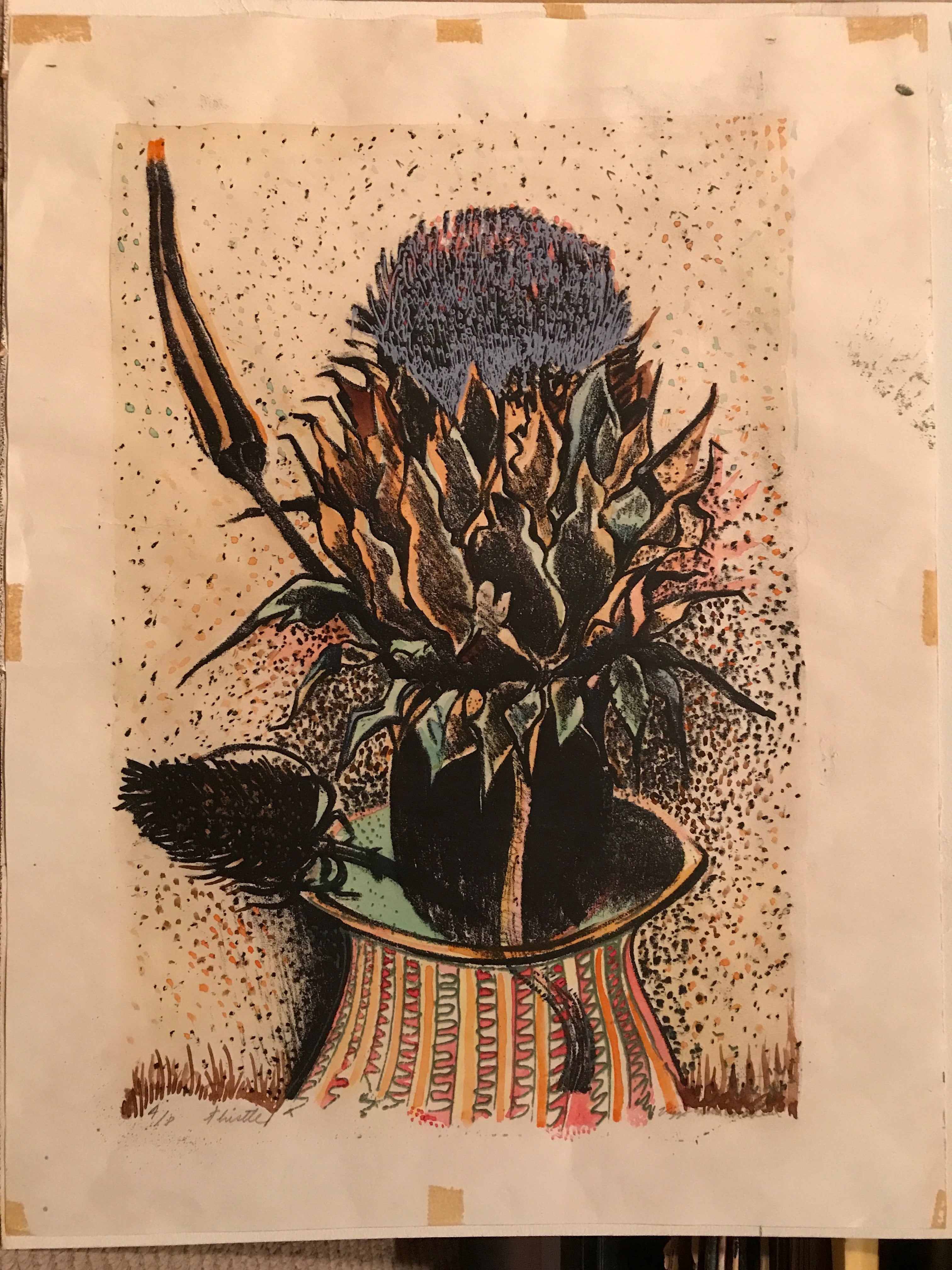 Thistle, hand signed and numbered lithograph by Viggo Holm Madsen (4/8) - HAPPIEST KID FINDS - Museum-quality antique and vintage posters, original art, preservation and restoration