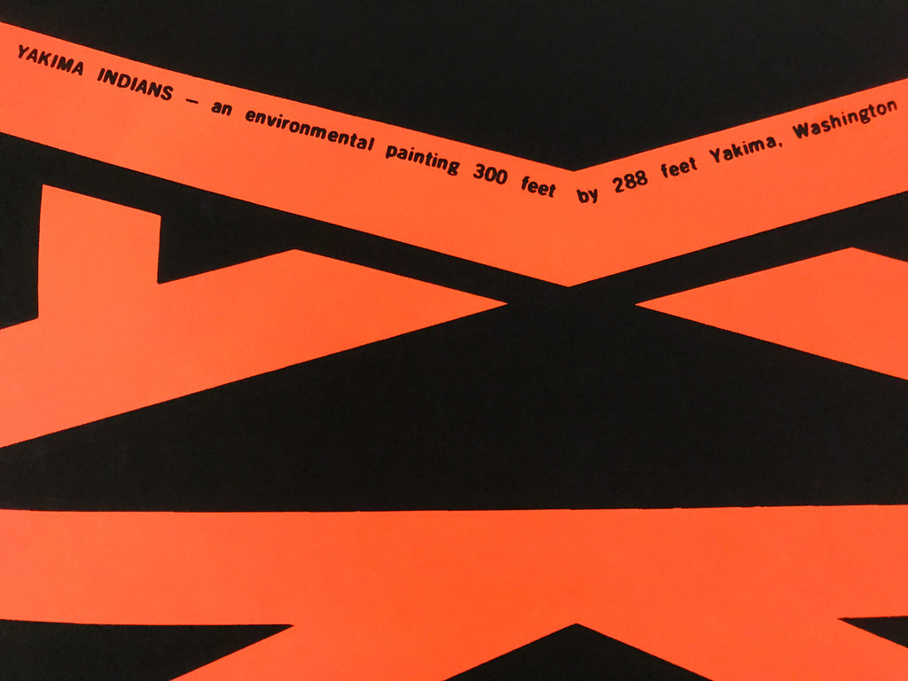 Yakima Indians - Environmental painting, vintage silk screen typographic black light poster, a. Barry Bryant, 1970 - HAPPIEST KID FINDS - Museum-quality antique and vintage posters, original art, preservation and restoration