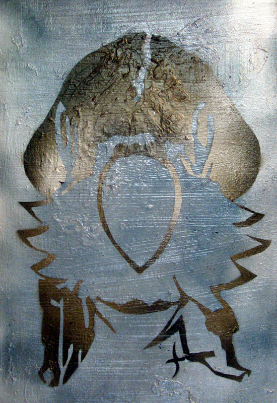 Aviator- LaPoderosa (blue), original stenciled painting, 2011 - HAPPIEST KID FINDS - Museum-quality antique and vintage posters, original art, preservation and restoration