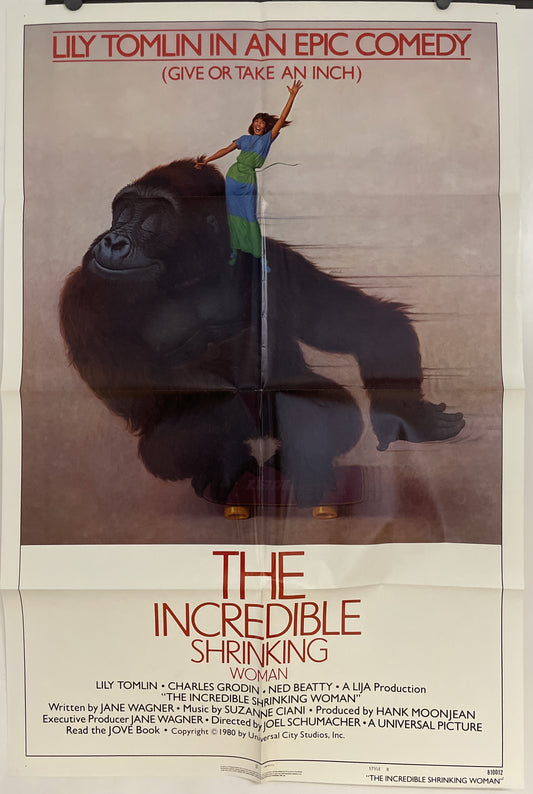 La increíble mujer menguante - Más o menos una pulgada, estilo B, póster de película vintage, 1980 