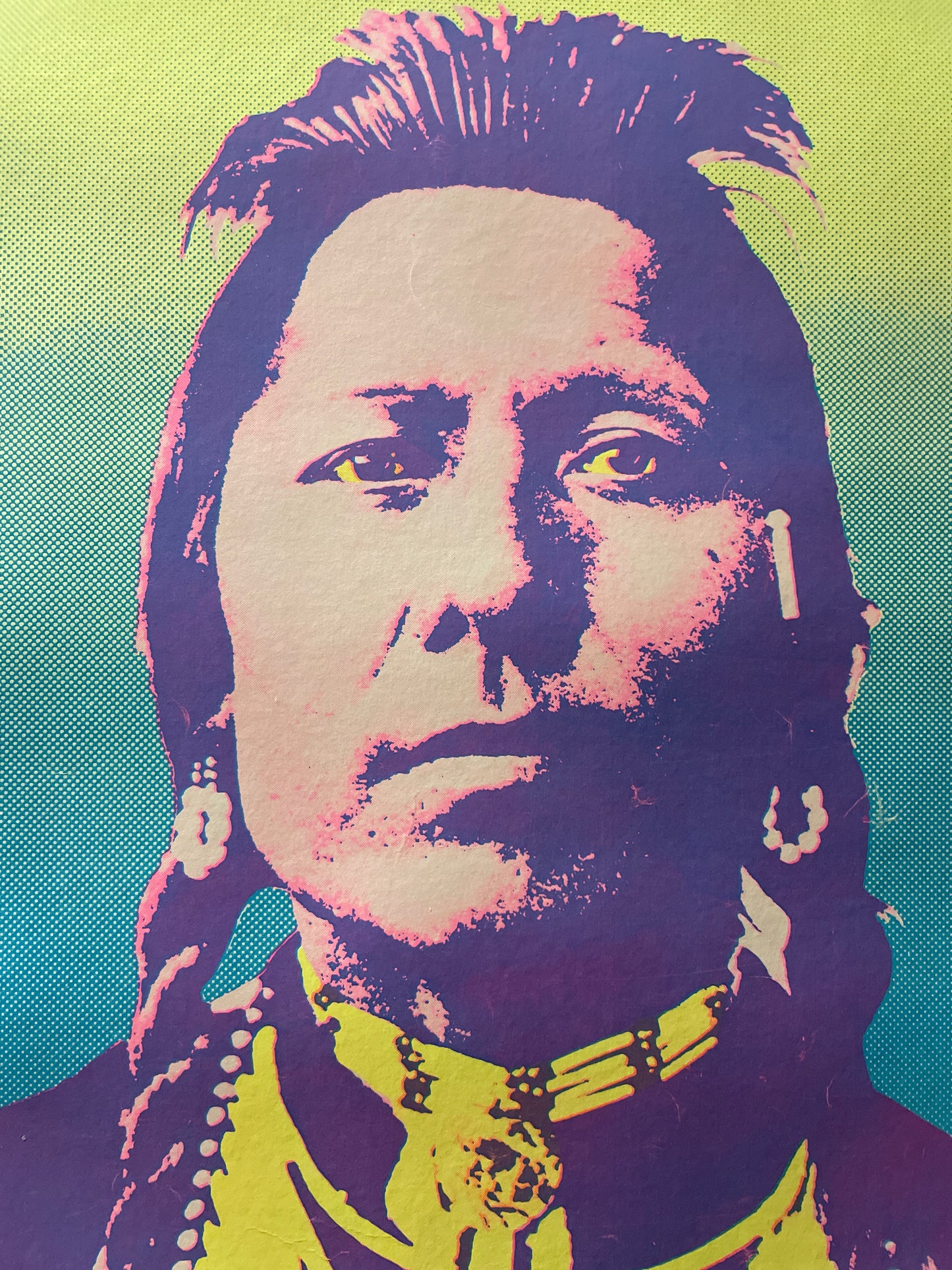 El indio americano, póster serigrafiado antiguo de John Van Hamersveld, 1970 