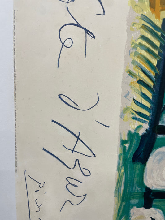 Cote d’Azur, antique travel poster by Picasso, 1962 - HAPPIEST KID FINDS - Museum-quality antique and vintage posters, original art, preservation and restoration