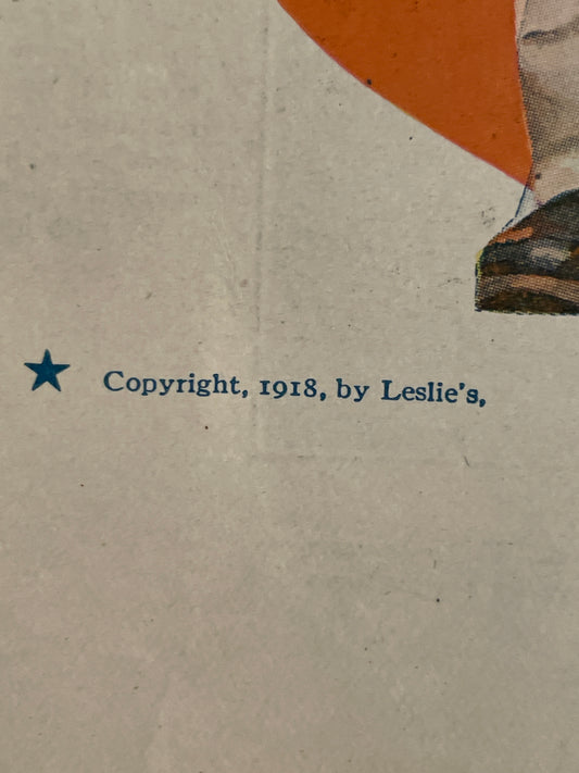 Leslie’s- Red, White and Blue, antique lithographic magazine cover by Orson Lowell, 1918 - HAPPIEST KID FINDS - Museum-quality antique and vintage posters, original art, preservation and restoration