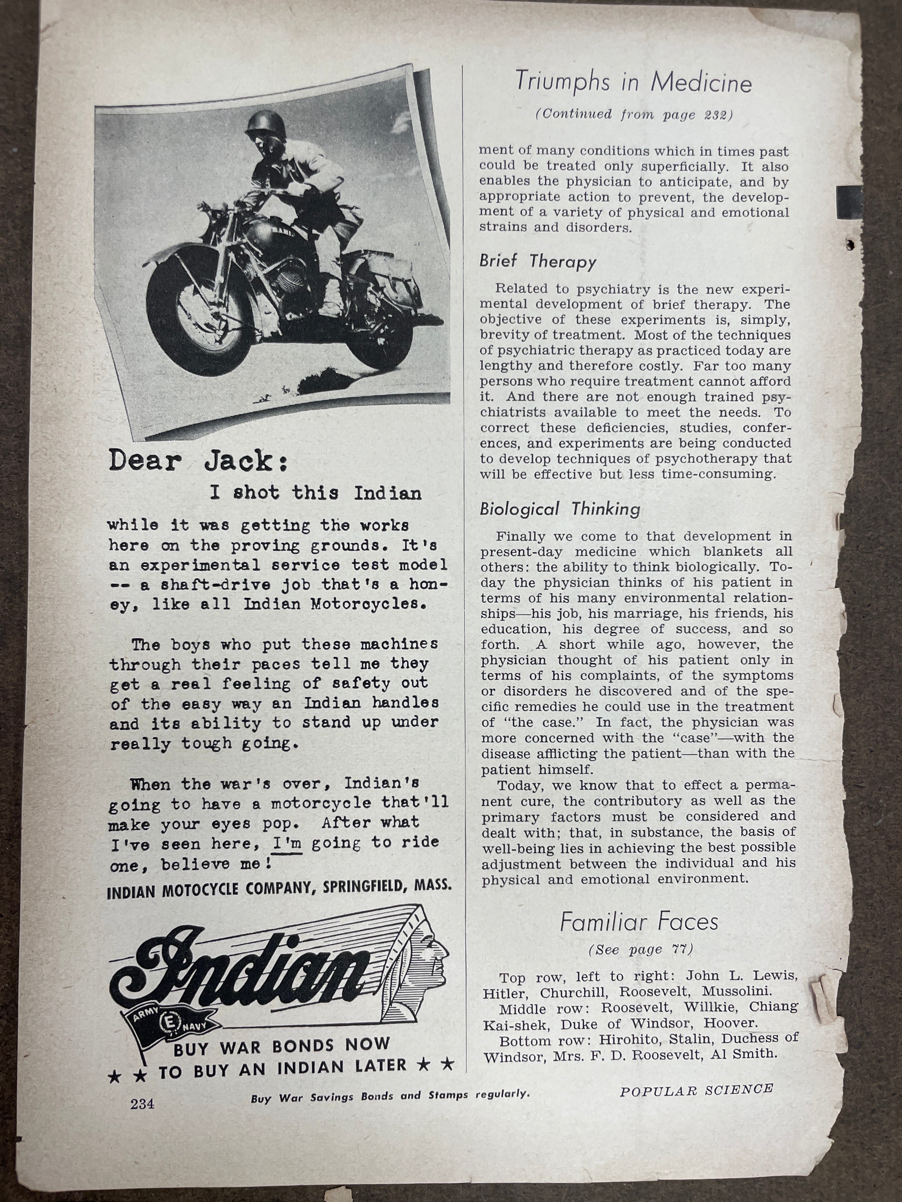 Lot of (11) Vintage Motorcycle Harley-Davidson, Indian, Triumph Motorcycle Magazine Ads from the 1940s and 1950s - HAPPIEST KID FINDS - Museum-quality antique and vintage posters, original art, preservation and restoration