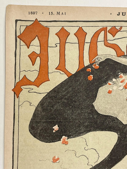 lI. Jahrgang Nr.20   JUGEND, antique publication cover, May 15, 1897 - HAPPIEST KID FINDS - Museum-quality antique and vintage posters, original art, preservation and restoration
