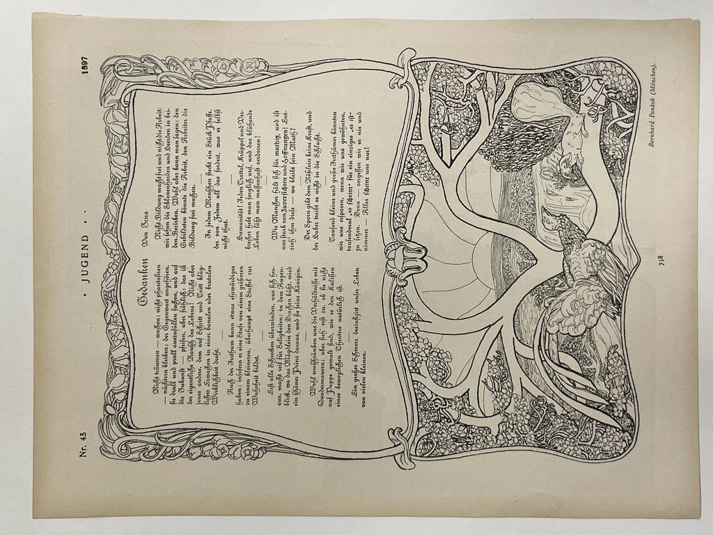 lI. Jahrgang Nr.45   JUGEND, antique publication cover, November 6, 1897 - HAPPIEST KID FINDS - Museum-quality antique and vintage posters, original art, preservation and restoration