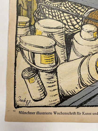 lI. Jahrgang Nr.50   JUGEND, antique publication cover, December 11, 1897 - HAPPIEST KID FINDS - Museum-quality antique and vintage posters, original art, preservation and restoration