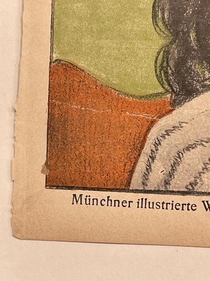 llI. Jahrgang Nr.7   JUGEND, antique publication cover, February 12, 1898 - HAPPIEST KID FINDS - Museum-quality antique and vintage posters, original art, preservation and restoration