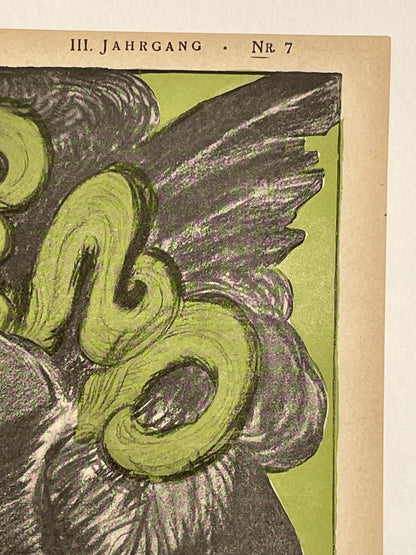 llI. Jahrgang Nr.7   JUGEND, antique publication cover, February 12, 1898 - HAPPIEST KID FINDS - Museum-quality antique and vintage posters, original art, preservation and restoration