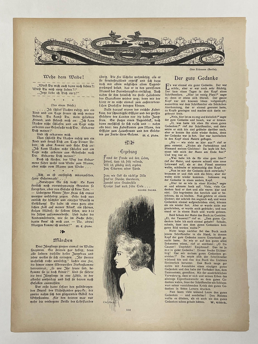 llI. Jahrgang Nr.7   JUGEND, antique publication cover, February 12, 1898 - HAPPIEST KID FINDS - Museum-quality antique and vintage posters, original art, preservation and restoration