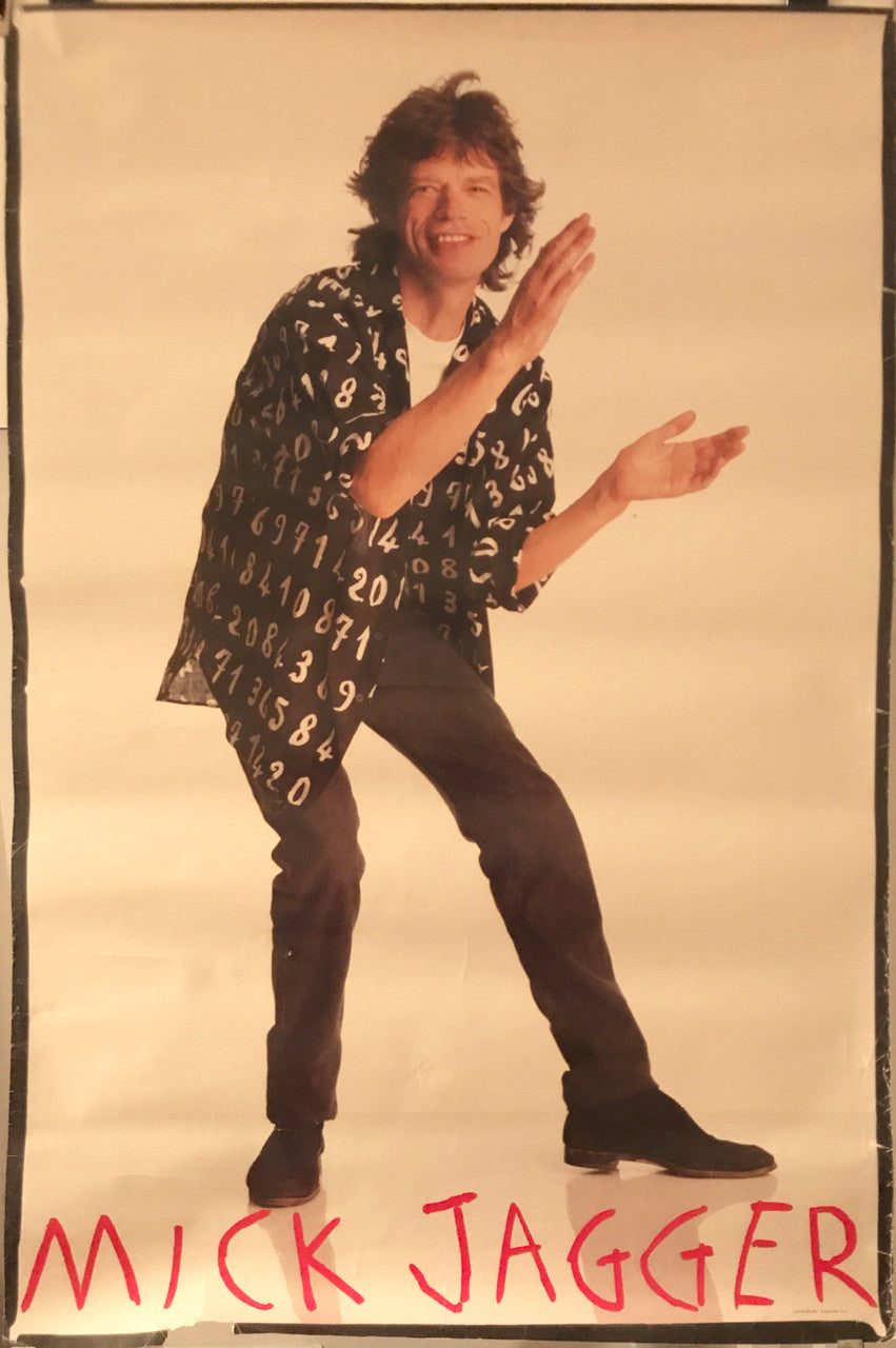 Mick Jagger for Primitive Cool, Vintage solo promotional poster for the lead singer of The Rolling Stones, 1987 - HAPPIEST KID FINDS - Museum-quality antique and vintage posters, original art, preservation and restoration