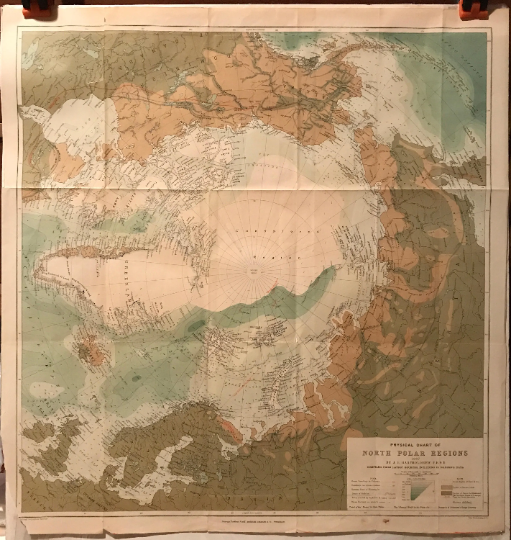 Physical Chart of North Polar Regions, antique map, 1897 - HAPPIEST KID FINDS - Museum-quality antique and vintage posters, original art, preservation and restoration